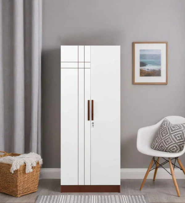 Jaguar 2 Door Wardrobe In White Colour With Locker