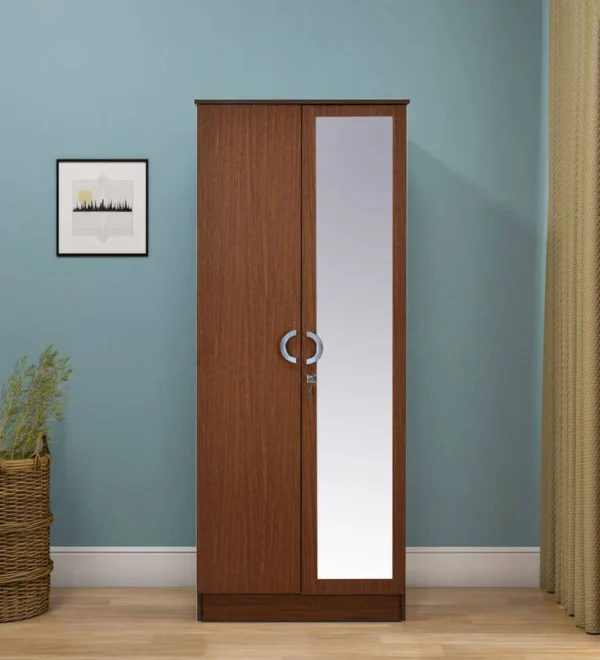 Massif 2 Door Wardrobe With Mirror in Urban Walnut Finish