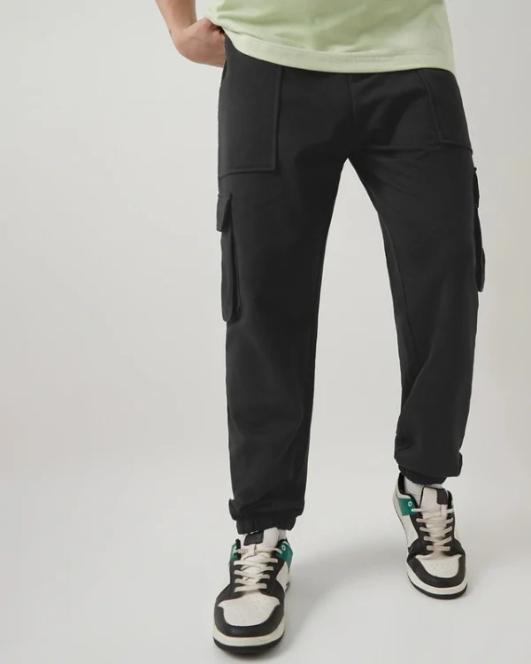 Men's Black Oversized Cargo Joggers