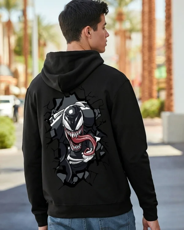 Men's Black Venom Street Graphic Printed Hoodies