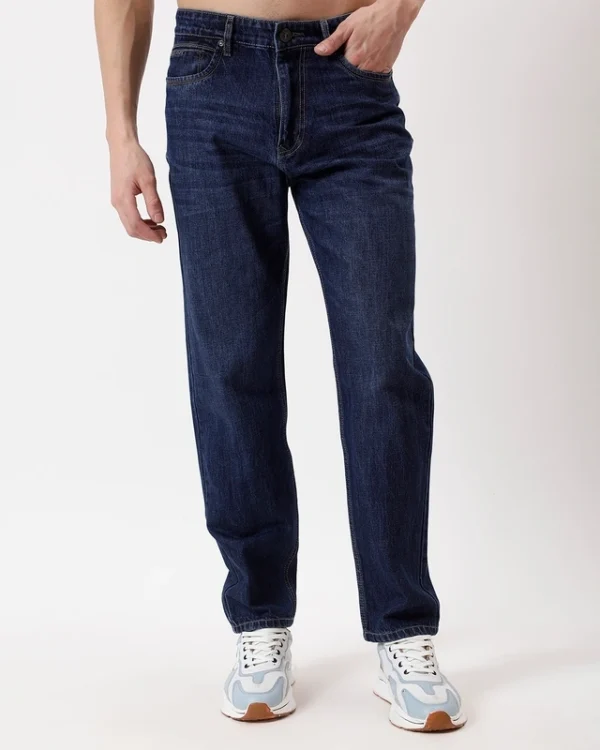 INDIGO TRIBE'S Men's Dark Blue Washed Jeans