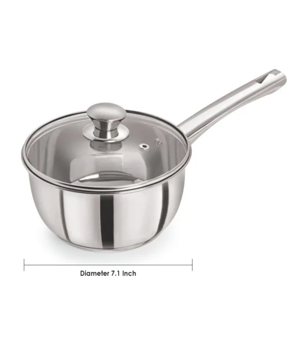 Silver 2.2 Ltrs Induction Base Stainless Steel with Glass Lid