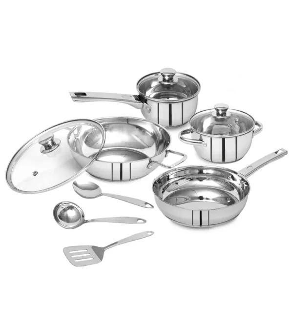 Stainless Steel Cookware Set With Glass Lid