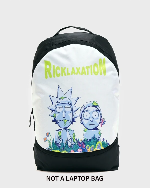 Unisex Black Ricklaxation Printed Small Backpack