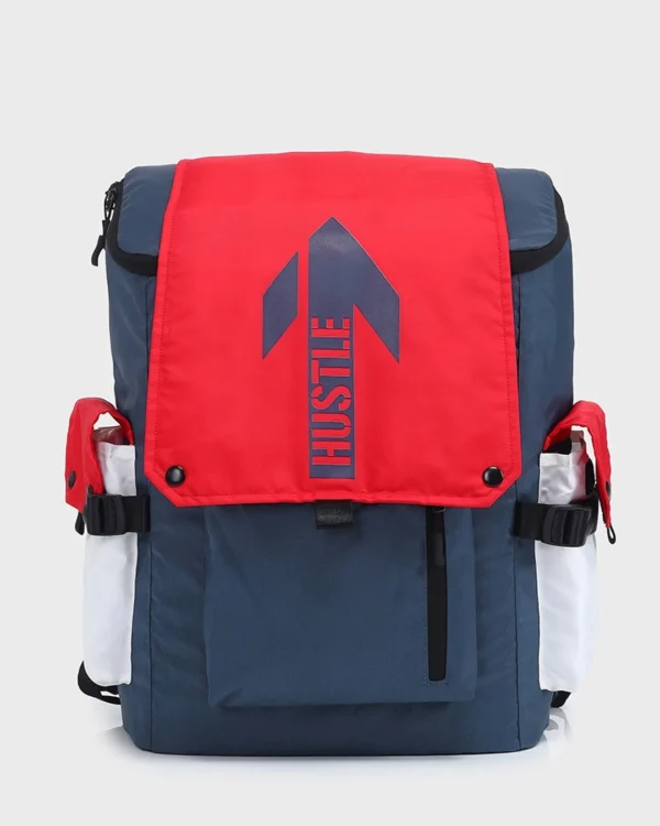 Unisex Red & Blue Hustle Printed Backpack