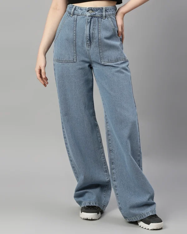 Women's Mid Blue Wide Leg Jeans